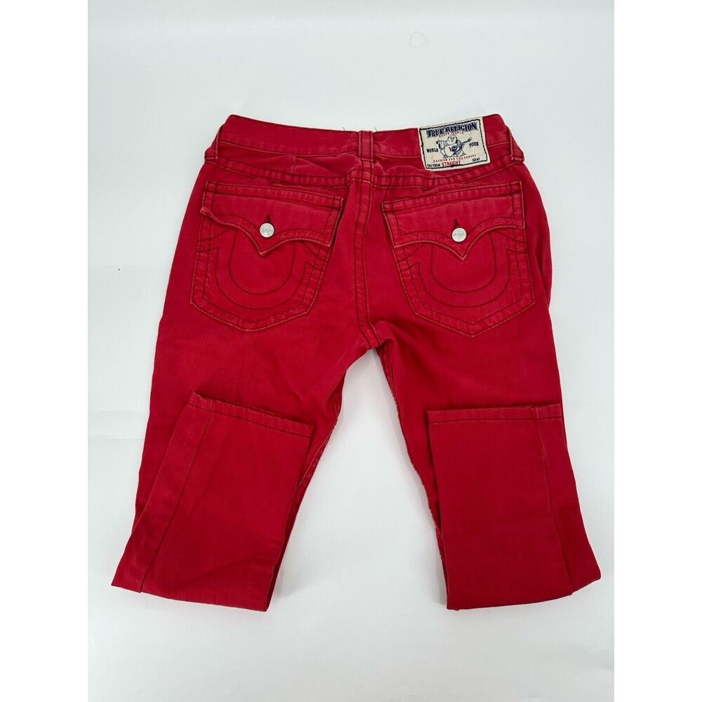 True Religion Straight Leg Red Stitch Jeans Men's Size 36 X 25 Y2K Vintage